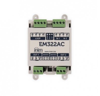 INIM INCENDIO EM322AC Modulo analogico indirizzato dotato di 2 ingressi supervisionati e di 2 uscite relè a 230 Vac 5A