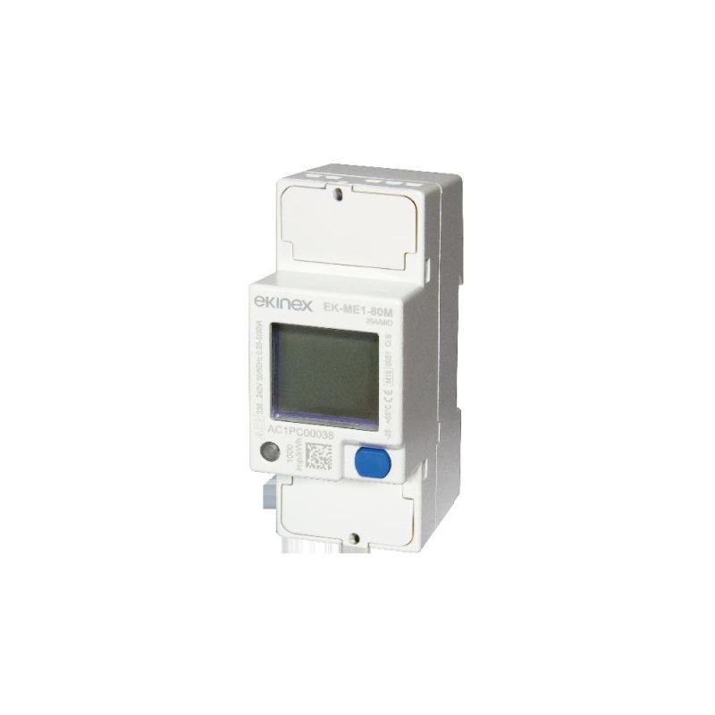 EKINEX EK-ME1-80M Contatore mono 80A inserz. diretta su linee 2fili - TA program - Certif.MID