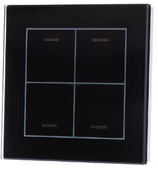 MDT BE-GTL40S.01 EIB, KNX, Glass Push Button II Lite 4 volte, RGBW, neutro, nero BE-GTL40S.01
