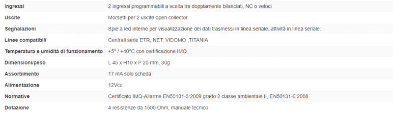 ELMO RIVERMICRO2 Concentratore a 2 ingressi cablati con morsetti per 2 uscite open-collector