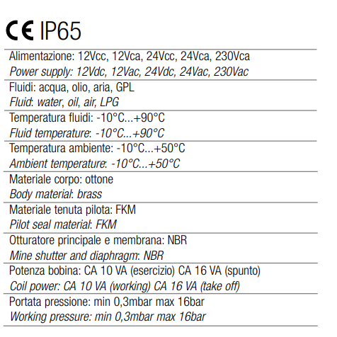 TECNOCONTROL MC114 Elettrovalvola acqua 1/2 pollice- tipo NC - Alimentazione 230V.
