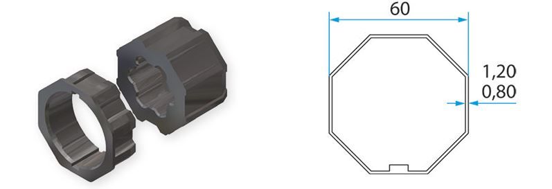 FAAC A4505_0510S TM2 AD45 - OCTO Adattatore per tubo ottagonale 60mm