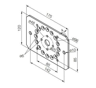 NICE 693.09.00 Support 175x120 for sides Era LH supports diameter 58 mm, for tubular motors 