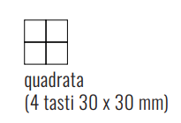 EKINEX EK-T4Q-GAA Kit 4 tasti Linea 71  quadrati (30X30)   Plastica colore argento