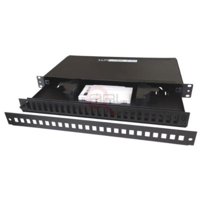 WP RACK WPC-FPP-0224-B 19" 1U sliding splice box 24 port with double front panels for 24 SC dx and 24 LC dx/SC sx