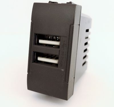 MAPAM 821N Double Usb 2A Socket Art 821N Black