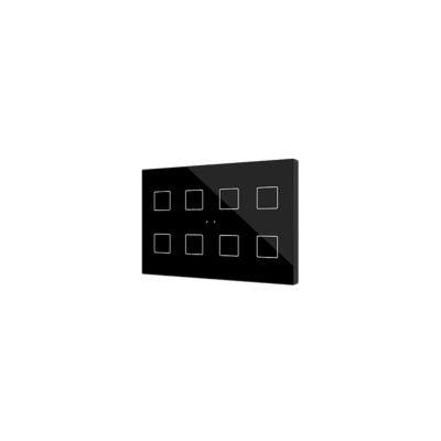 ZENNIO ZVIFXLX8A Interruttori touch capacitivi retroilluminati personalizzabili della famiglia Flat con sensore di prossimità e design piatto (9 mm) in formato XL 8 tasti, nero