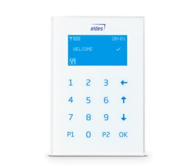 ELDES EKB2W Tastiera cablata LCD a sfioramento colore bianco, con retroilluminazione colore blu ad alta luminosità.