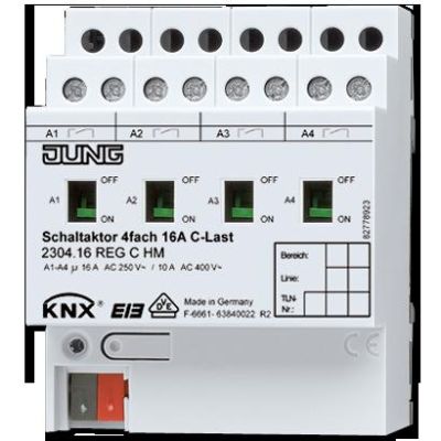 JUNG 2304.16REGCHM 4-channel KNX switching actuator - for C load - with load current measurement
