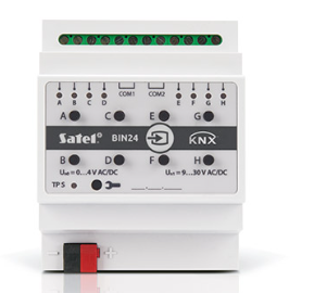 SATEL KNX-BIN24 KNX binary inputs module that allows you to convert electrical signals (voltage) into control telegrams for other devices on the bus