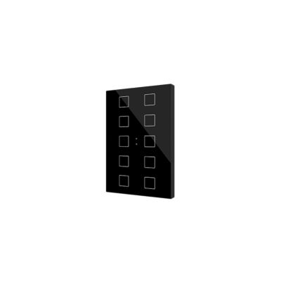 ZENNIO ZVIFXLX10A Interruttori touch capacitivi retroilluminati personalizzabili della famiglia Flat con sensore di prossimità e design piatto (9 mm) in formato XL 10 tasti, nero