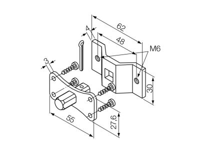 NICE 525.10012/M6AX 10 mm square pin + bracket with M6 holes