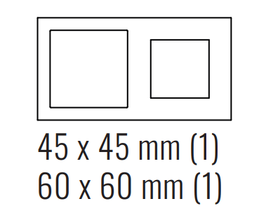 EKINEX EK-P2F-GBQ Placca 71 (Form/Flank/NF) rettangolare con 2 finestre - METALLO (ALLUMINIO) alluminio