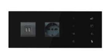 EELECTRON 9025GL10C03-B2L PLACCHE KNX CUSTOM BEDSIDE NERO  PLACCA CUSTOM BEDSIDE PANEL – 2 SOCKETS – LATO SINISTRO NERO