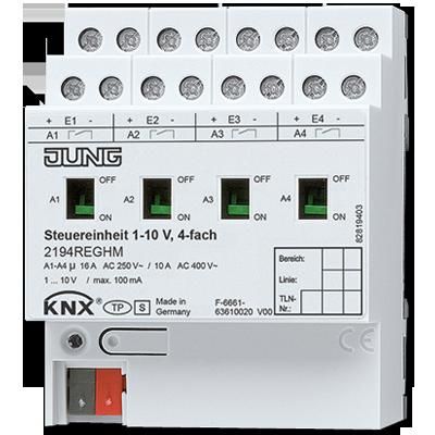 JUNG 2194REGHM KNX control and dimming unit 1-10 V - 4 outputs - for DIN rail mounting