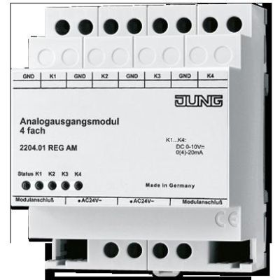 JUNG 2204.01REGAM Additional KNX analog actuator - 4 outputs - for DIN rail mounting