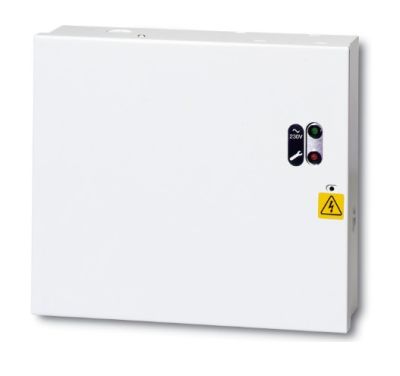 ARITECH INTRUSION PM842 12V 2A switching power supply supplied in a metal case with the possibility of accommodating a 7.2 Ah backup battery