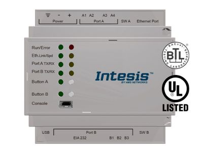 INTESIS INBACLON6000000 LonWorks TP/FT-10 to BACnet IP & MS/TP Server Gateway - 600 points