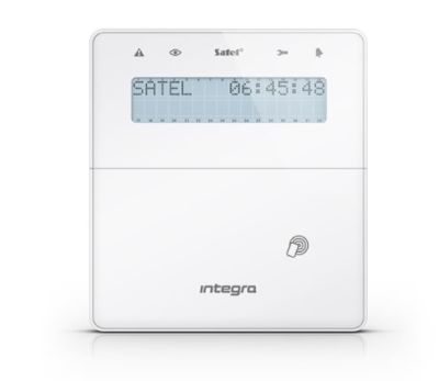 SATEL INT-KWRL2-W Wireless LCD keypad with proximity reader and door. ABAX 2 series. white colour. Also available in black (INT-KWRL2-B)