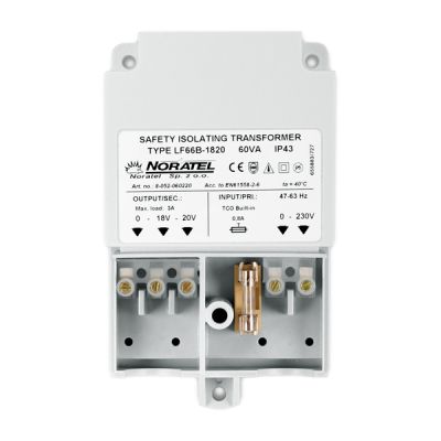 SATEL TR 60 VA 230 V/20 V AC transformer. 60 VA. IP43. Short circuit protection (SCP)