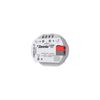 ZENNIO ZIOIB20V3 inBOX 20 v3 - Attuatore multifunzione da incasso con 2 uscite (16 A C-Load)