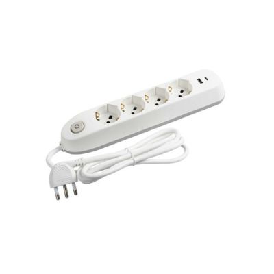 BTICINO BT-3684DBU Multisocket 4 schuko/bipas+inter+2 USB white