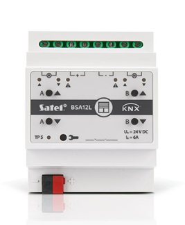 SATEL KNX-BSA12L Attuatore per tapparelle/veneziane KNX che consente di controllare il movimento di prodotti per la protezione solare come tende orizzontali