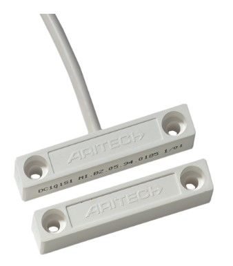 ARITECH ANTINTRUSIONE DC101R4.7 Contatto magnetico a giorno con cavo GAP 15 mm. Resistenze da 4.7 Kohm integrate