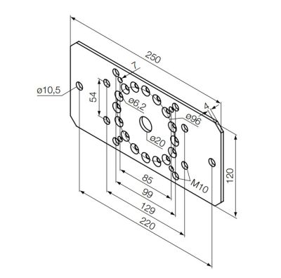 NICE 693.12.00 Support 250x120 for sides Era LH supports diameter 58 mm, for tubular motors