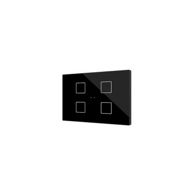 ZENNIO ZVIFXLX4A Interruttori touch capacitivi retroilluminati personalizzabili della famiglia Flat con sensore di prossimità e design piatto (9 mm) in formato XL 4 tasti, nero