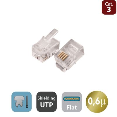 WP RACK WPC-MDP-442-3U-F06 MODULAR PLUG, FOR FLAT CABLE, 4P4C, UNSHIELDED