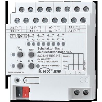 JUNG 2308.16REGHE KNX mixed actuator for 8-channel switching/for 4-channel blinds