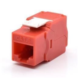 WP RACK WPC-KEY-6UP-TL/R CAT 6, KEYSTONE MODULE, UNSHIELDED, TOOLFREE, RED COLOR