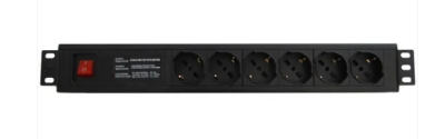 WP RACK WPN-PDU-G01-06 19 pollici PDU – 6 Italian/Schuko sockets, with On/Off switch, 1 unit - Schuko Plug