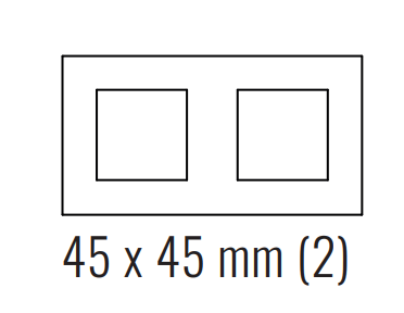 EKINEX EK-P2E-GBQ Placca 71 (Form/Flank/NF) rettangolare con 2 finestre - METALLO (ALLUMINIO) alluminio