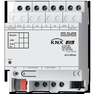 JUNG 2214REGA Ingresso analogico KNX- 4 ingressi- per montaggio su guida DIN