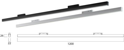 LEDCO MG1200LBC/NE BARRA LED MAG. 120CM 48V 28,8W 3000K NERO