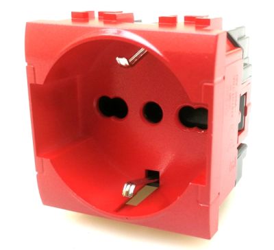 MAPAM 814R Schuko socket (16A-250V) Art 814R Red for emergency line Red -