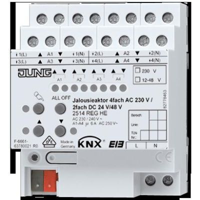 JUNG 2514REGHE KNX blind control actuator 4 channels 230V AC - 2 channels 24V DC