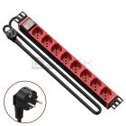 WP RACK WPN-PDU-G01-08/R CANALE DI ALIMENTAZIONE (PDU) RACK 19" 8 X ITA/SCHUKO ROSSE SPINA SCHUKO