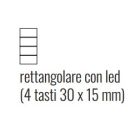 EKINEX EK-T4R-20-BL-G-YYY Confezione tasto singolo rettangolare con finestra led e stampa testi/simboli per Serie 20Venti