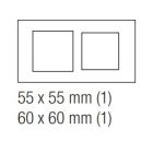 EKINEX EK-D2G-F Placca doppia 1 finestra 55X55mm + 1 finestra 60X60mm in NTM