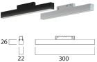 LEDCO MG300LBC/NE BARRA LED MAG. 30CM 48V 7,2W 3000K NERO