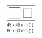 EKINEX EK-P2F-GB Placca doppia 1 finestra 45x45mm + 1 finestra 60x60mm 