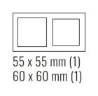 EKINEX EK-P2G-GA 2-gang plastic cover plate, 55x55mm + 60x60mm window