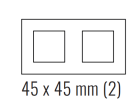 EKINEX EK-P2E-GBQ Placca 71 (Form/Flank/NF) rettangolare con 2 finestre - METALLO (ALLUMINIO) alluminio