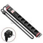 WP RACK WPN-PDU-G03-06 19" PDU WITH 6 ITALIAN/SCHUKO SOCKETS AND POWER + CURRENT METER, SCHUKO PLUG"
