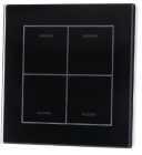 MDT BE-GTL40S.01 EIB, KNX, Glass Push Button II Lite 4 volte, RGBW, neutro, nero BE-GTL40S.01